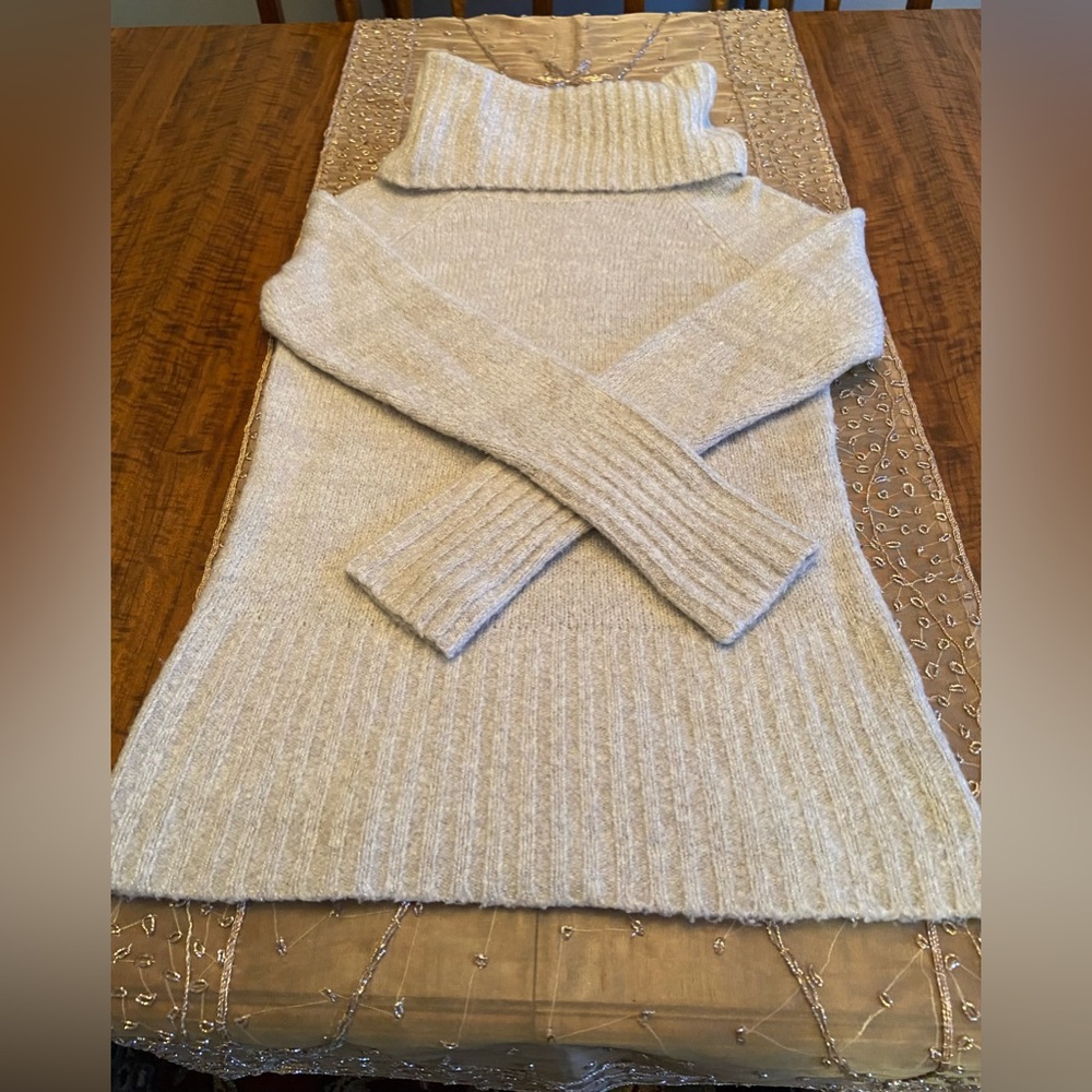 NWOT White House Black Market grey with silver thread turtleneck sweater.